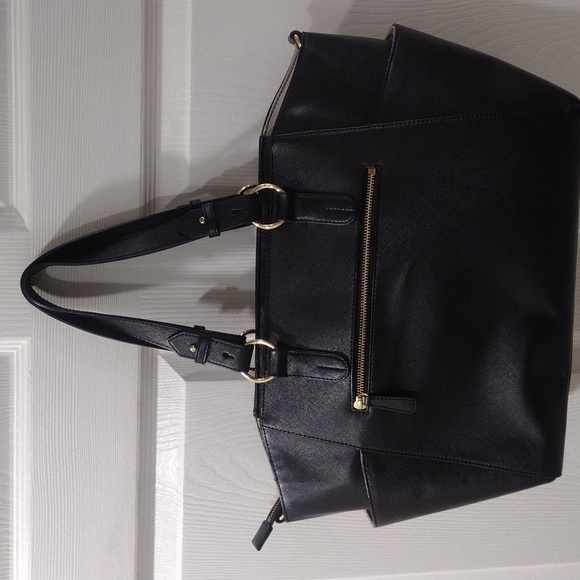 Samantha Vega Black Leather 2 ways Shoulder Bag Handbag - Good Condition - Picture 7 of 15